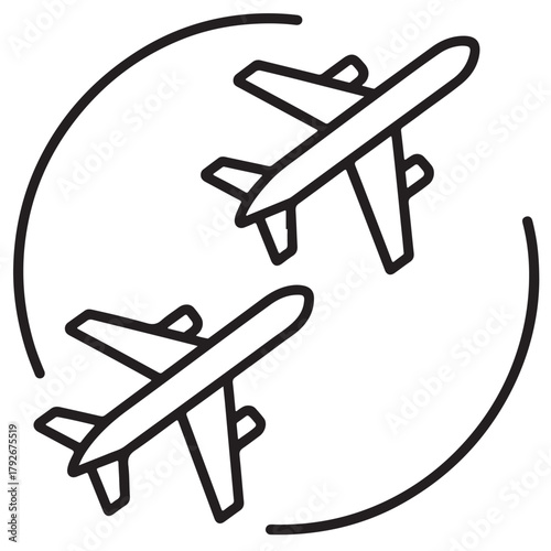 Airplane icon simple flat vector design element isolated on white background for travel and transportation concepts