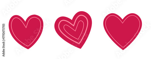 Heart shape flat vector illustration set.
Valentine's Day love element.
Hand-drawn heart pattern.
For celebrating Valentine's Day, Mother's Day or wedding.
White background.