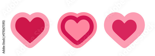 Heart shape flat vector illustration set.
Valentine's Day love element.
Hand-drawn heart pattern.
For celebrating Valentine's Day, Mother's Day or wedding.
White background.