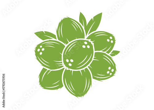 A series of dangling coconut logo vector icons, illustrated as a template design.
