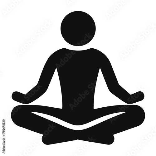 A black silhouette of a person sitting in a meditative pose with legs crossed and hands resting on knees, isolated on a white background.