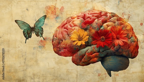 Mental health challenges depicted in an artistic brain  high resolution   for isolate image
