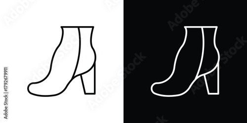 Ankle boots icons. Editable Stroke. logotype design concept