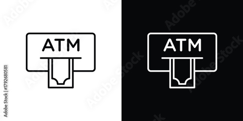 atm cash icons. Editable Stroke. logotype design concept