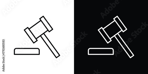 Auction icons. Editable Stroke. logotype design concept