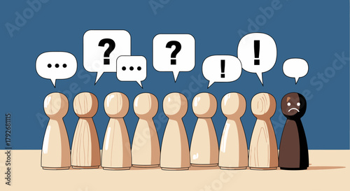 Diverse Group with Confused and Outcast Member