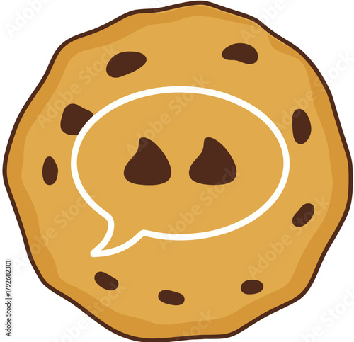 Chat Bubble/Speech Balloon Icon on Chocolate Chip Cookie