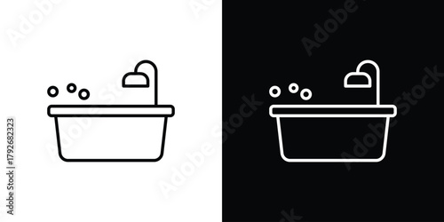 Bathtube icons. Editable Stroke. logotype design concept