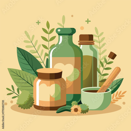 Herbal Medicine Bottles and Natural Remedies
