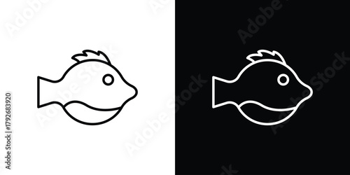 Blowfish icons. Editable Stroke. logotype design concept