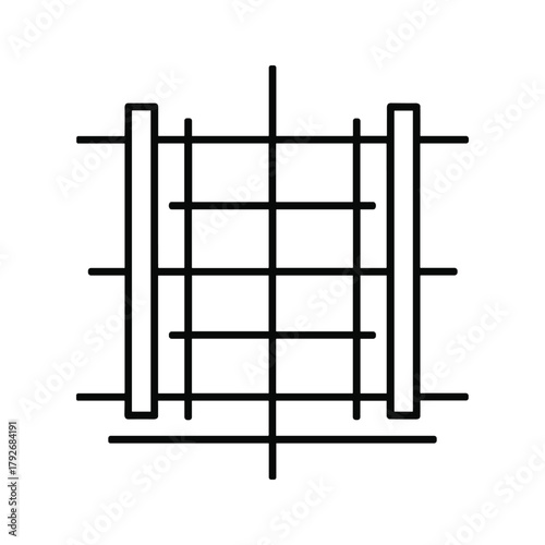 Abstract grid structure with vertical bars on the sides