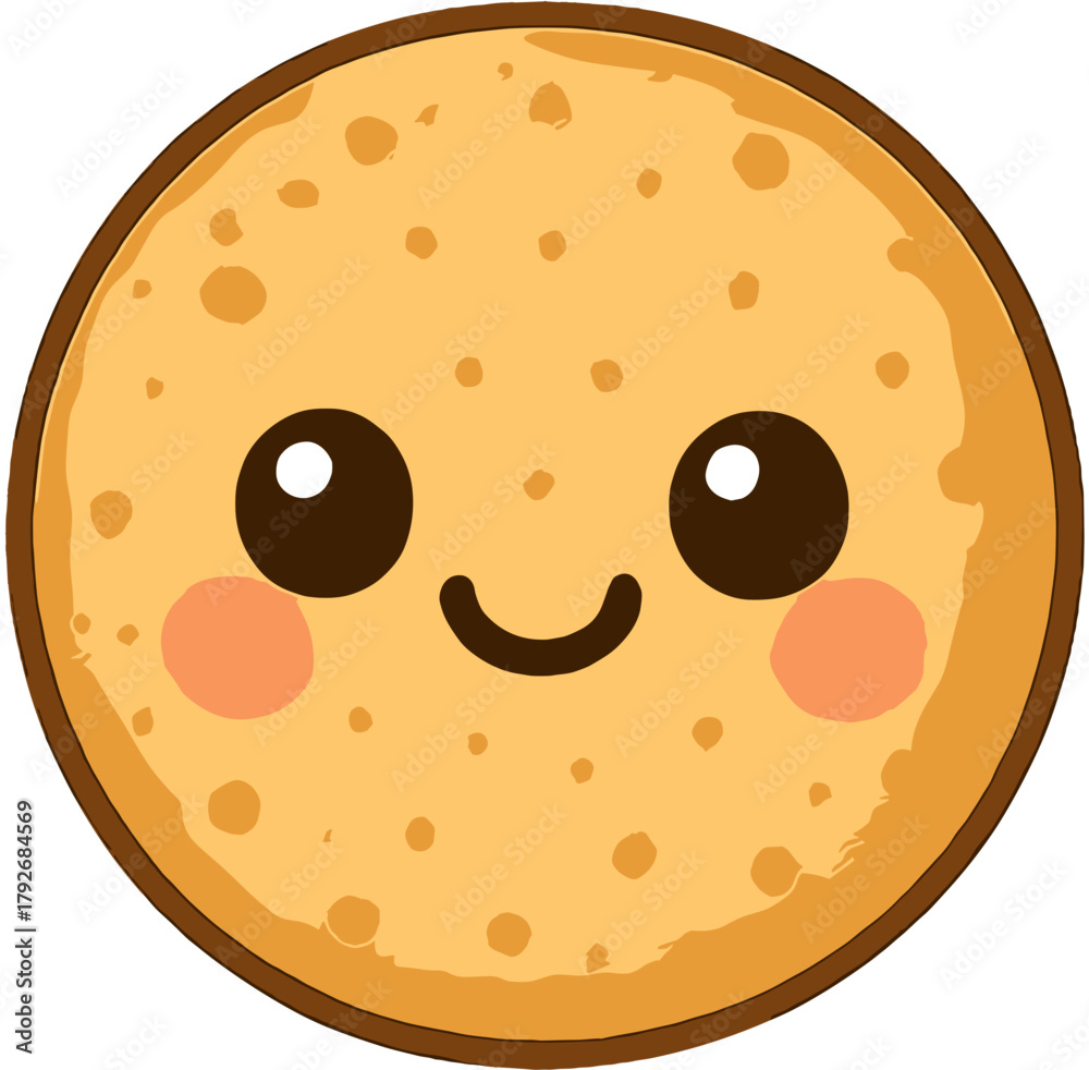 Fototapeta premium Cute Kawaii Round Plain Cookie Face Mascot Illustration