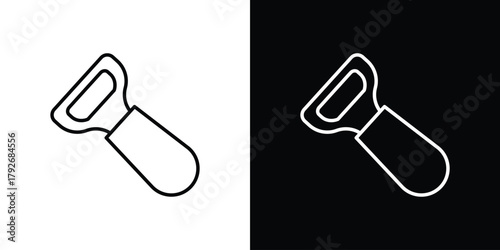 Bottle opener icons. Editable Stroke. logotype design concept