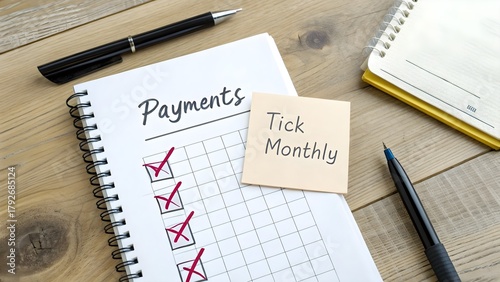 Checklist Notebook with Payments Plan and Monthly Tick