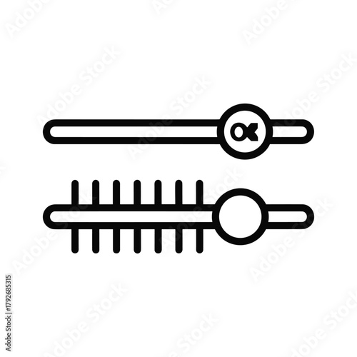 Two sliders with adjustment controls, one with alpha symbol