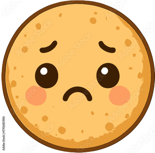 Cute Kawaii Sad or Disappointed Plain Cookie Emoticon