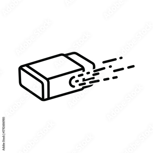 Eraser with motion lines indicating removal or deletion