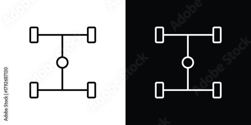 Car chassis icons. Editable Stroke. logotype design concept