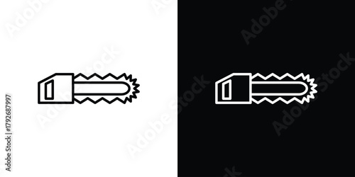 Chainsaw icons. Editable Stroke. logotype design concept