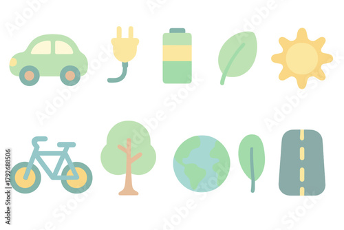 Eco-friendly, sustainability flat icon set. Environment, nature icons flat collection