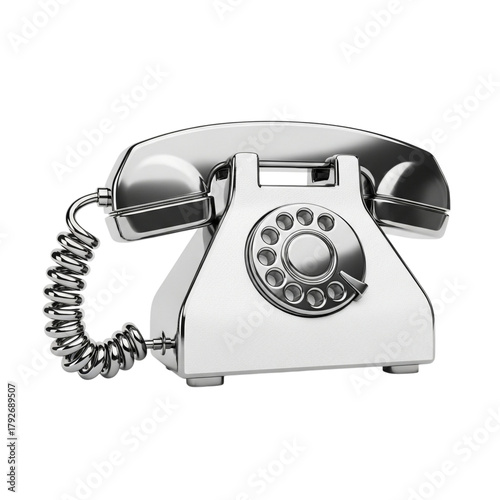 Elegant retro rotary phone with polished chrome accents evokes nostalgia and classic communication.