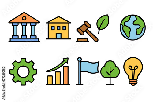 Environment and sustainability filled icon set. Nature, ecology, and energy icons collection.
