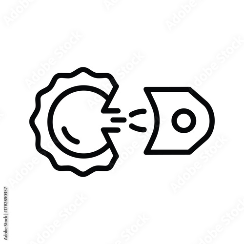 Line art icon representing a bottle cap and a bottle opener