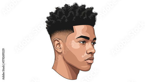 Cartoon portrait of a young man with afro