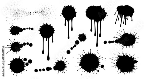 Black Ink Splatter Vector Set Dynamic Designs and Artistic Elements