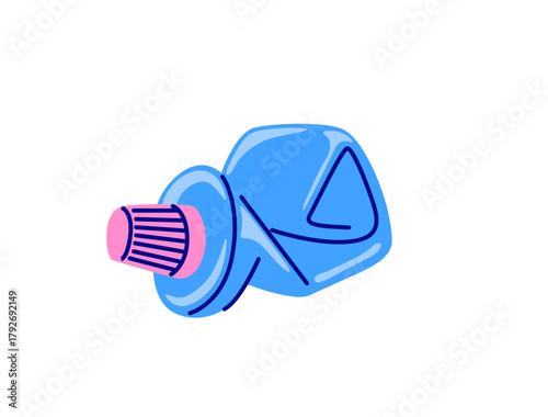 Empty toothpaste. Crumpled squeezed tube. Hand drawn trendy isolated illustration.