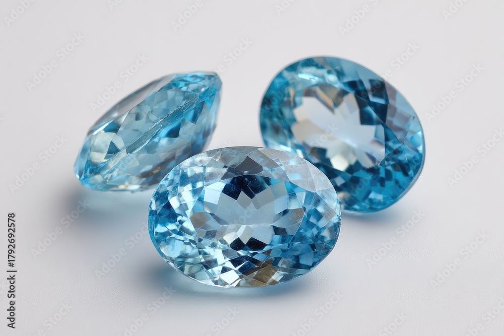 Fototapeta premium Three light-blue gemstones