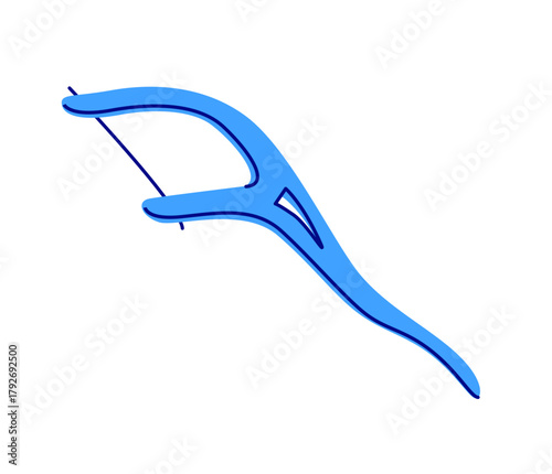 String of dental floss tool for interdental cleaning. Daily oral care routine. Hand drawn vector illustration.
