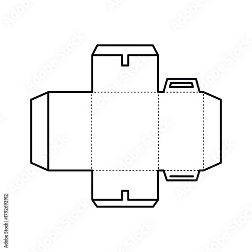 Unfolded cardboard box template for packaging and shipping