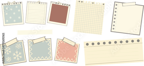 Vintage Torn Paper Set – Ripped Old Notes, Scrap Paper Pieces, Retro Stationery Vector Pack