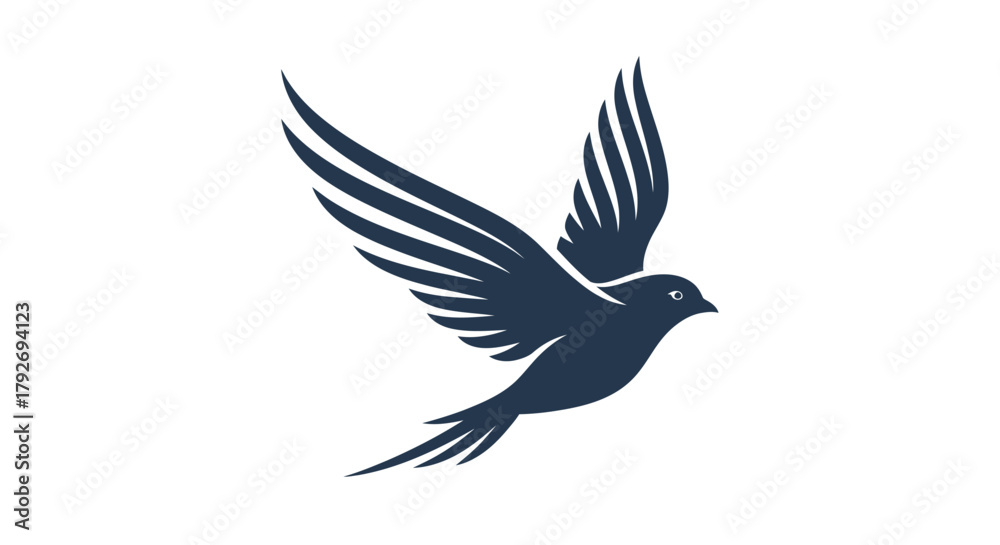 Obraz premium Elegant bird in flight logo design concept.