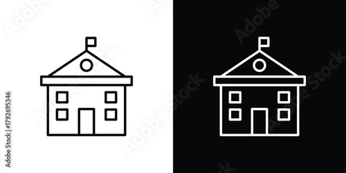 Embassy icons. Editable Stroke. logotype design concept