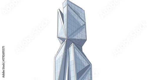 Futuristic Skyscraper Design with Geometric Facade.
