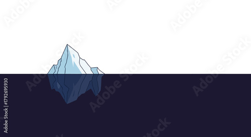 Iceberg floating in dark ocean water illustration.