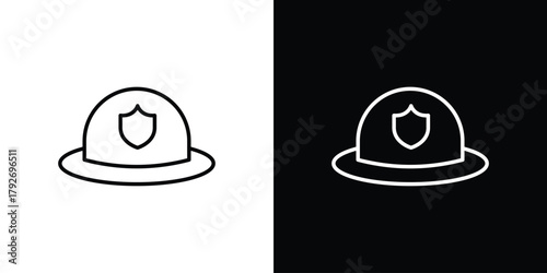 Firefighter helmet icons. Editable Stroke. logotype design concept
