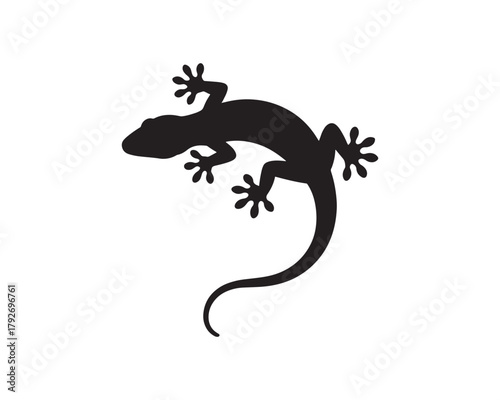 Lizard silhouette illustration, Reptile animal icon, Gecko shape graphic vector.