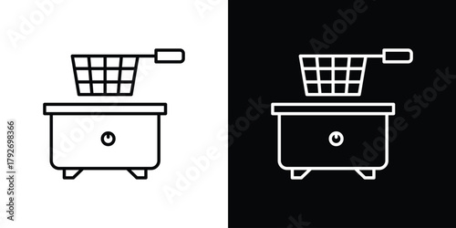 Fryer icons. Editable Stroke. logotype design concept