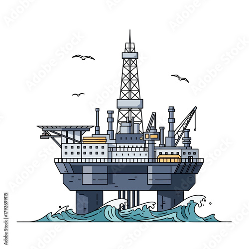 Offshore Oil Rig Platform in the Ocean.