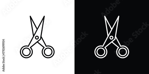 Hairdresser scissors icons. Editable Stroke. logotype design concept