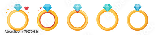 Engagement ring emoji with sparkling diamond and gold band symbol