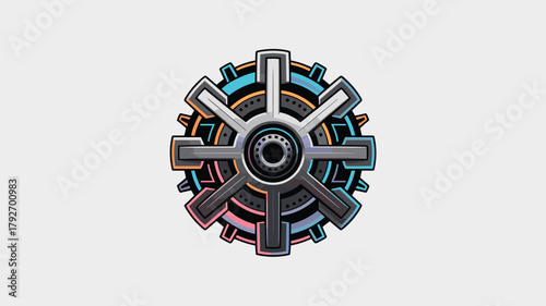 Intricate sci-fi vault door with futuristic elements and complex gear mechanism