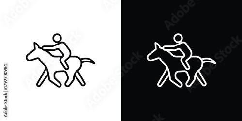 Horse riding icons. Editable Stroke. logotype design concept