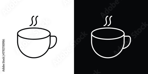 Hot drinks icons. Editable Stroke. logotype design concept