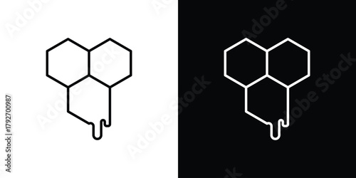 Honeycombs icons. Editable Stroke. logotype design concept