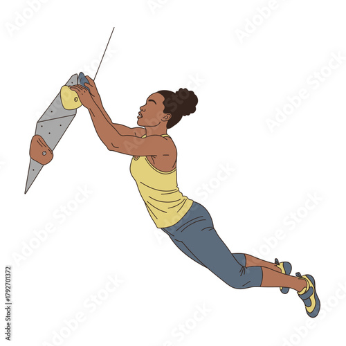 Woman Performing Aerial Silks Exercise Illustration.