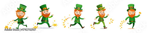 Happy leprechaun running in a line on st patricks day